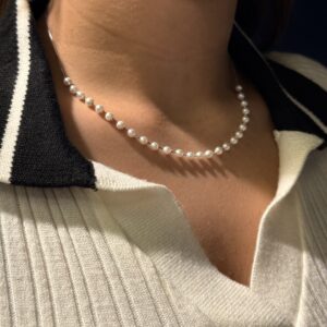 elegant pearl necklace – 925 italian silver