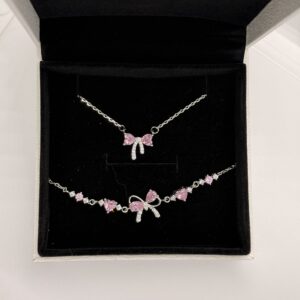 Bow Silver Bracelet & Necklace Set – Original Pandora Box Packaging