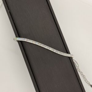 White Tennis Bracelet with Rectangular Stones – 925 Italian Sterling Silver