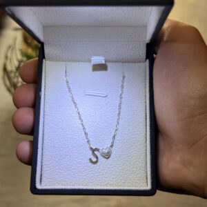 Letter S Heart Necklace – 925 Italian Sterling Silver