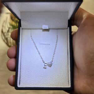 Letter E Necklace with Heart – 925 Silver