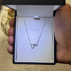 Letter D Necklace with Heart – 925 Silver