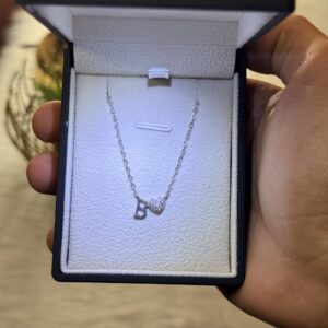 Letter B Necklace with Heart – 925 Silver