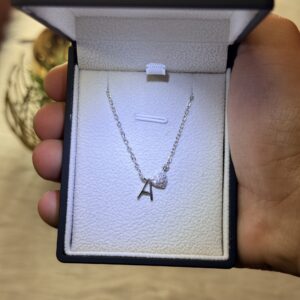 Letter A Necklace with Heart – 925 Silver