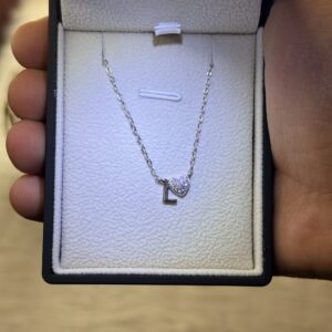 Letter L Necklace with Heart – 925 Silver