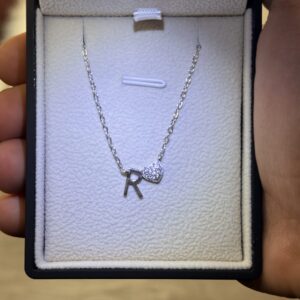 Letter R Necklace with Heart – 925 Silver