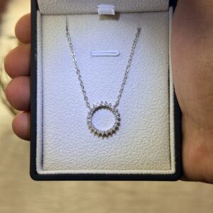 White Zircon Circle Necklace – 925 Silver