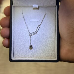 Double Ring Necklace with Silver Ball – 925 Silver