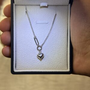 Double Half Chain Necklace with Silver Heart – 925 Silver